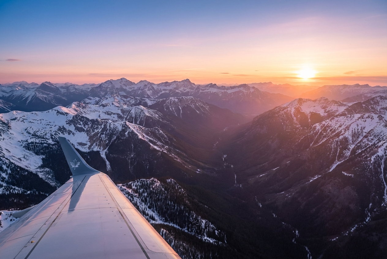 Flight over mountains